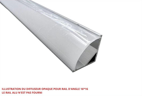 Diffuseur opaque pour rail d'angle 16x16mm - 2000mm