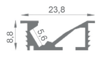 Rail incliné 45° 23,8x8,8mm - 2000M
