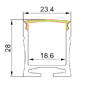 Rail profil XL 23,4x28mm - 2000mm