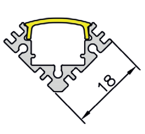 Rail d'angle LED forte puissance 18x18mm - 2000mm