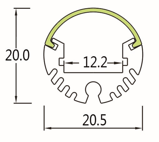 Rail profil rond 20,5x20mm - 2000mm