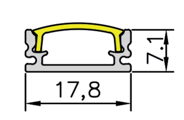 Rail applique 17,8x7,1mm - 2000mm